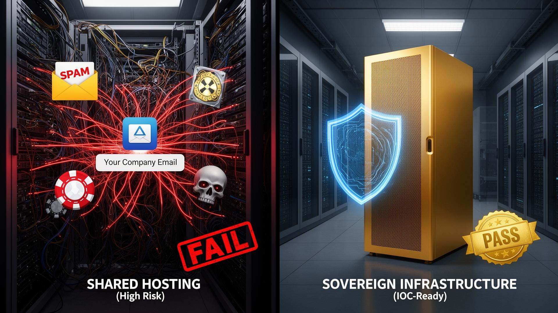 Comparison of shared hosting risks versus sovereign infrastructure security